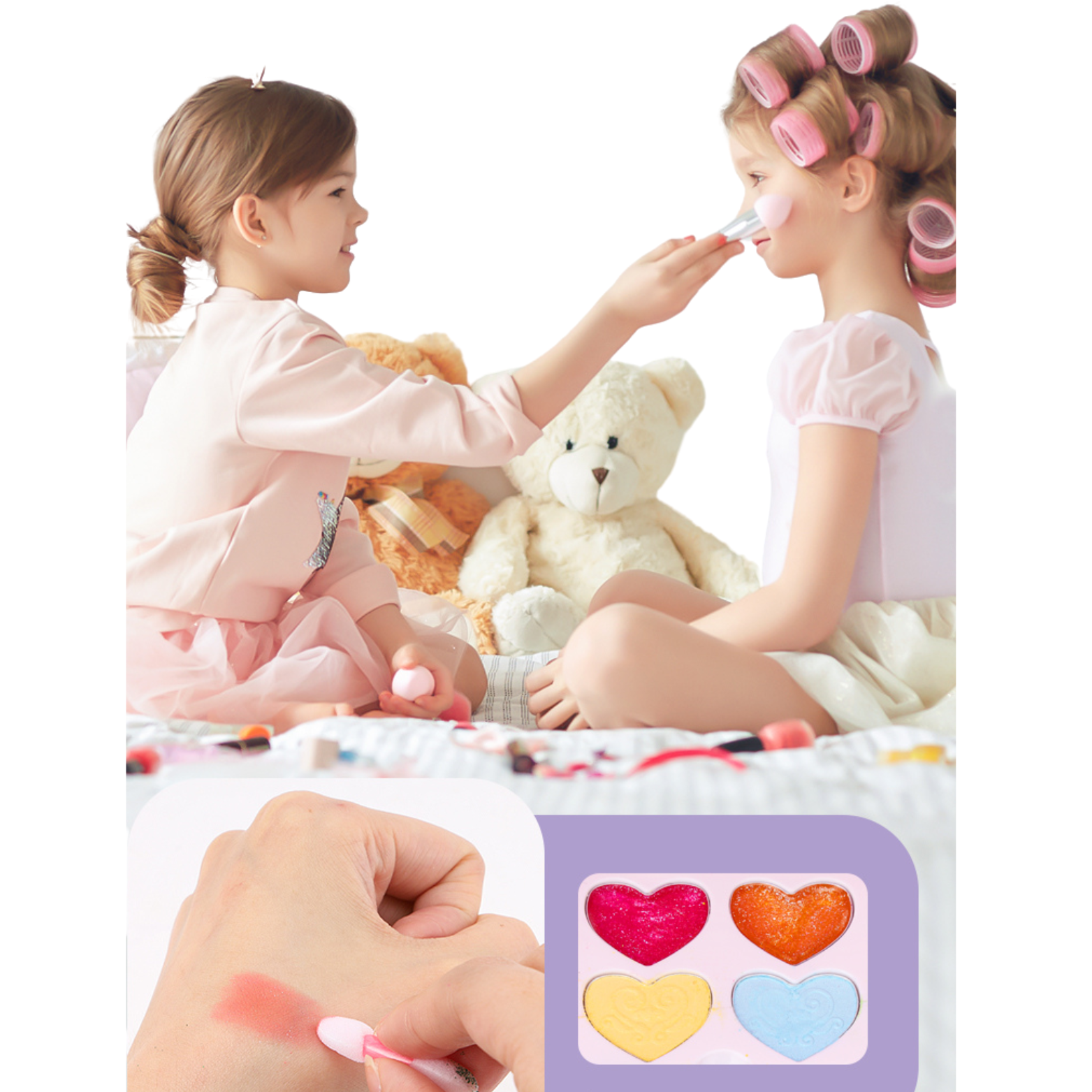 ZESTAW KOSMETYKÓW DO MAKIJAŻU KUFEREK KAROCA MAKE UP LAKIERY NAKLEJKI RÓŻE