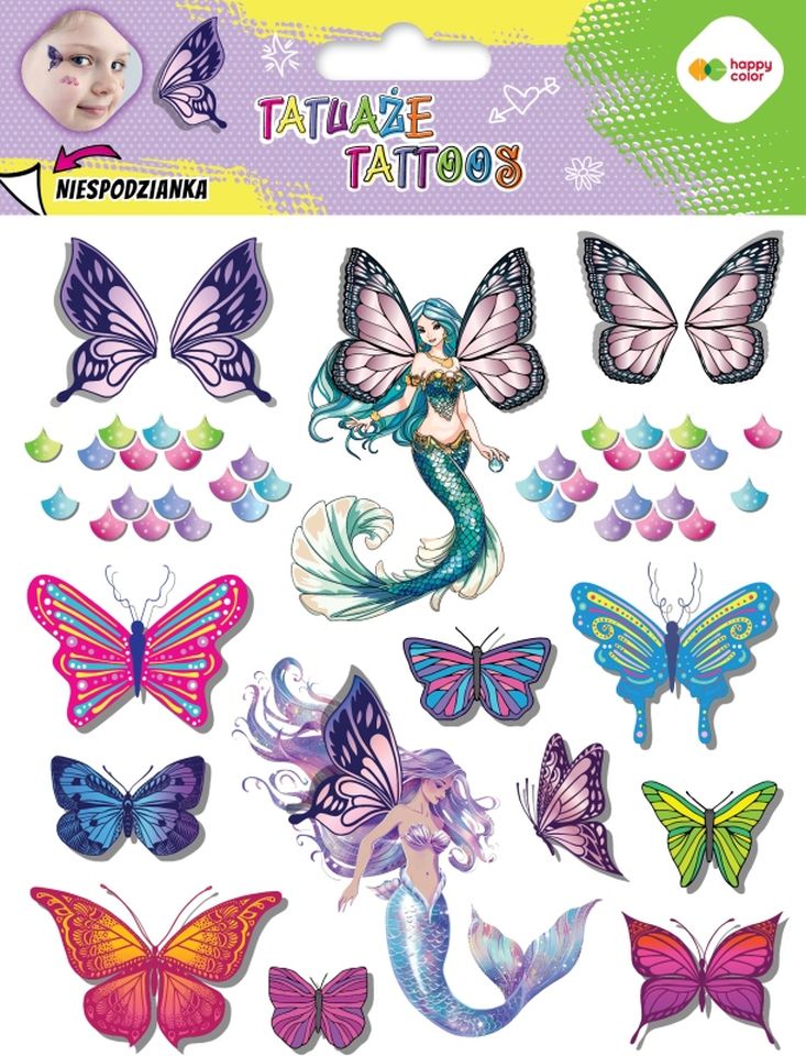 Tatuaże zmywalne Buterflies Happy Color