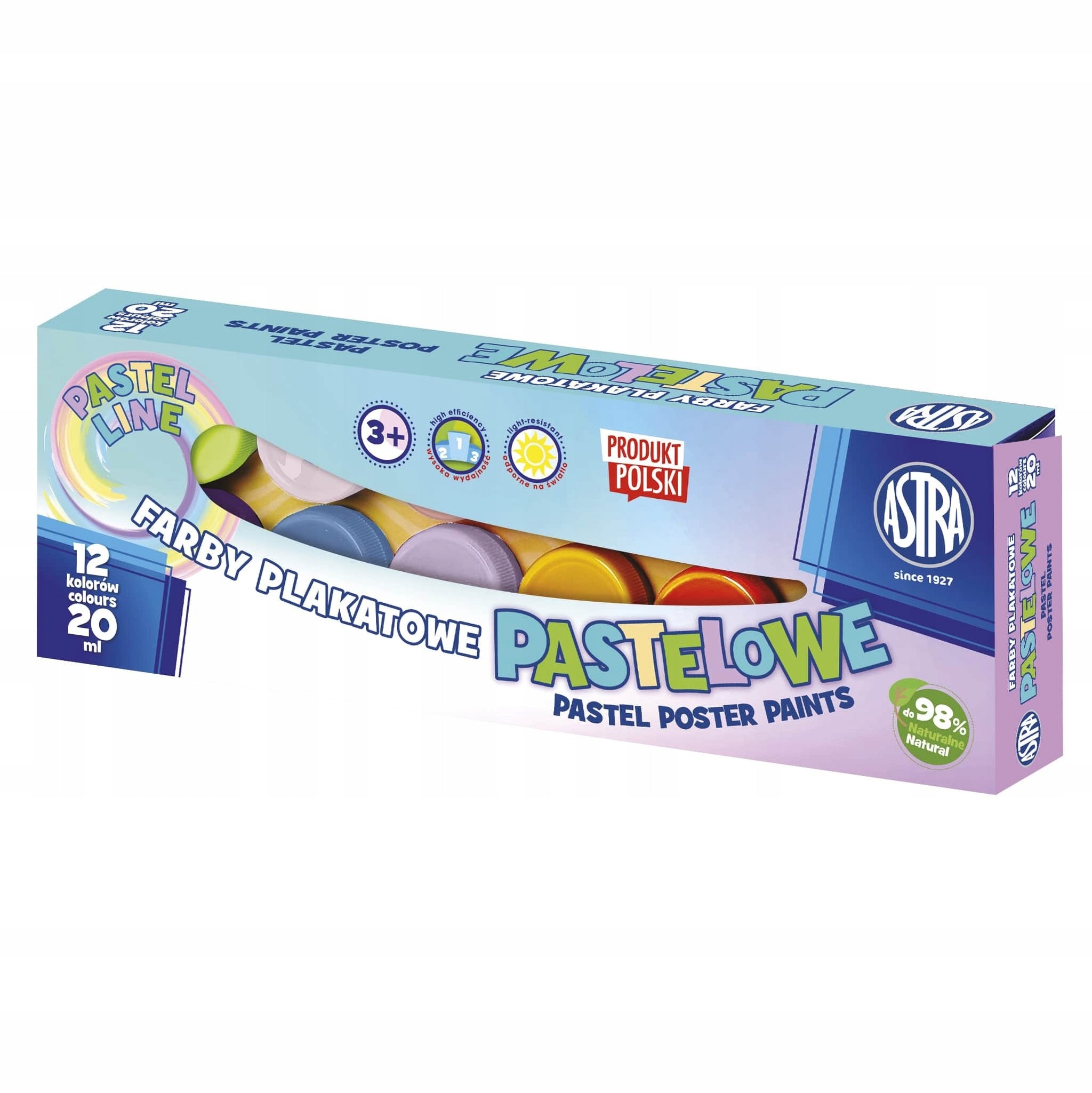 Farby plakatowe pastelowe Astra 12 kolorów