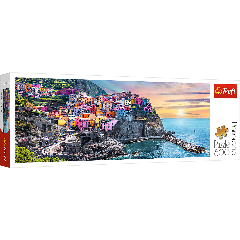 Puzzle 500 panoramiczne Vernazza o zachodzie słońca Włochy 29516