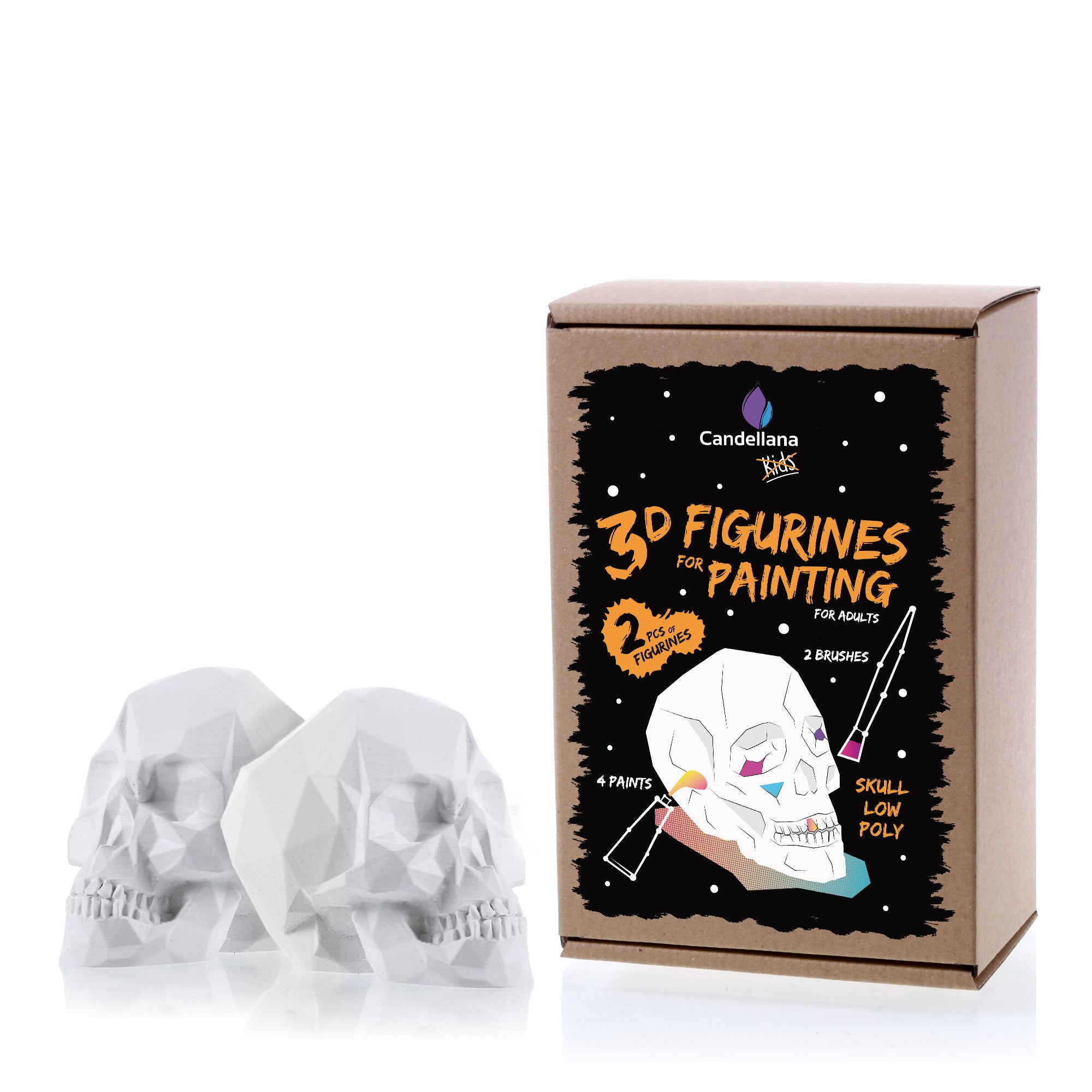 Kolorowanka 3D Skull Low-Poly Set of 2