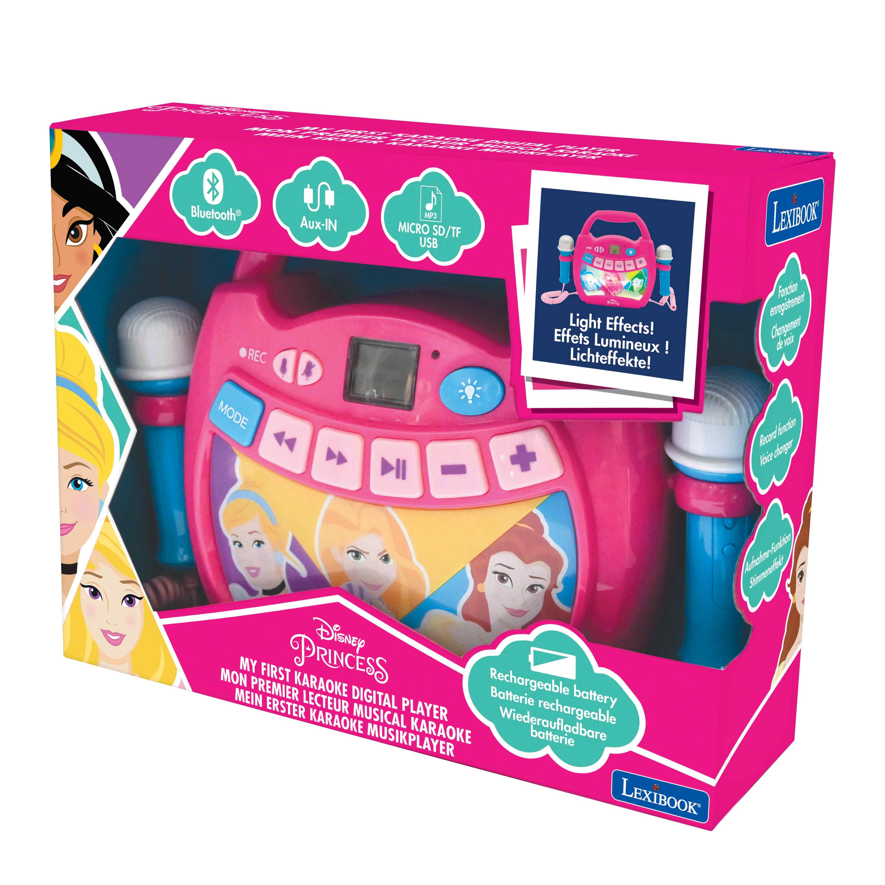 Głośnik Bluetooth Disney Princess z dwoma mikrofonami, efektami świetlnymi oraz akumulatorem w zestawie MP320DPZ