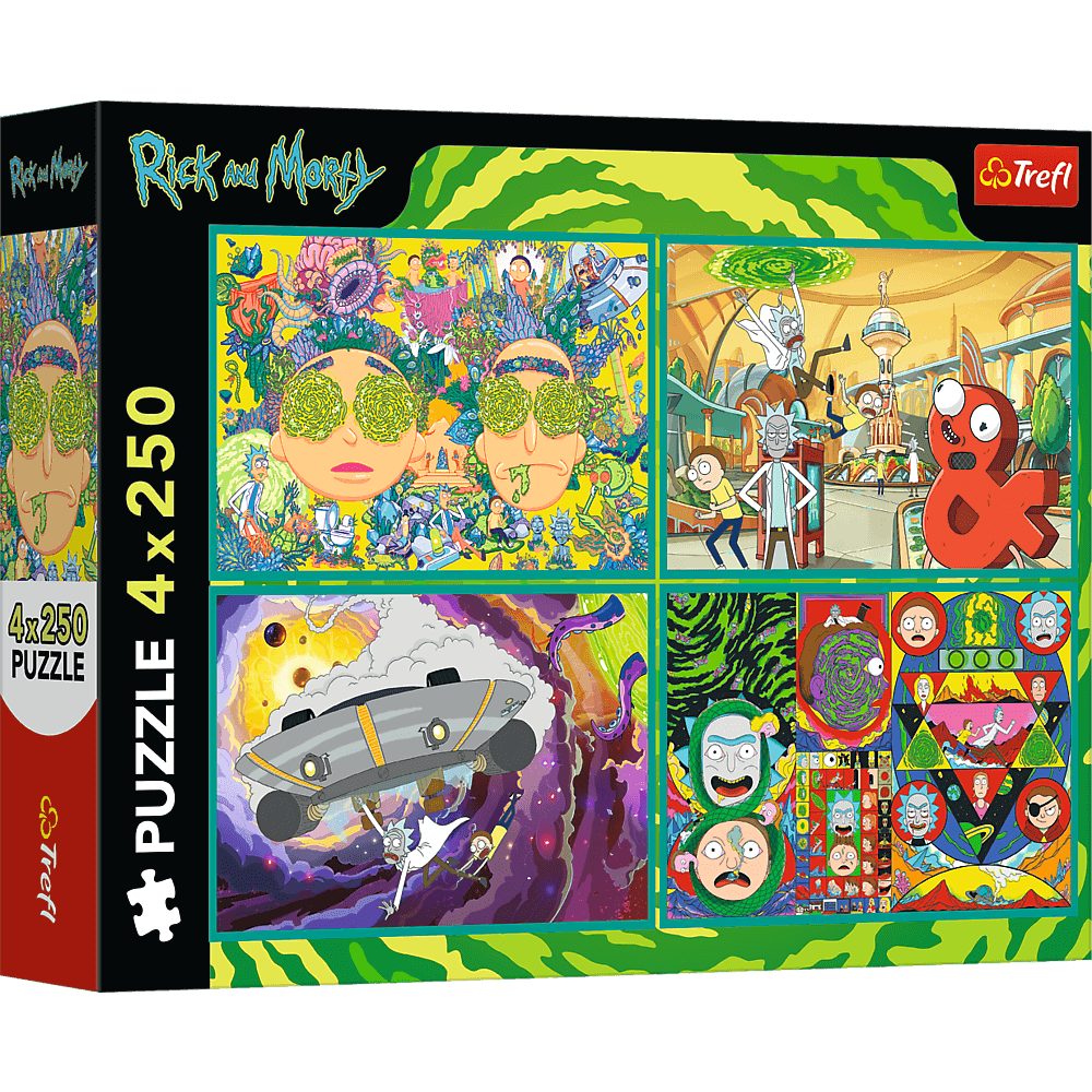 Puzzle 4x250 Zakręcony Świat Ricka i Morty'ego 13338