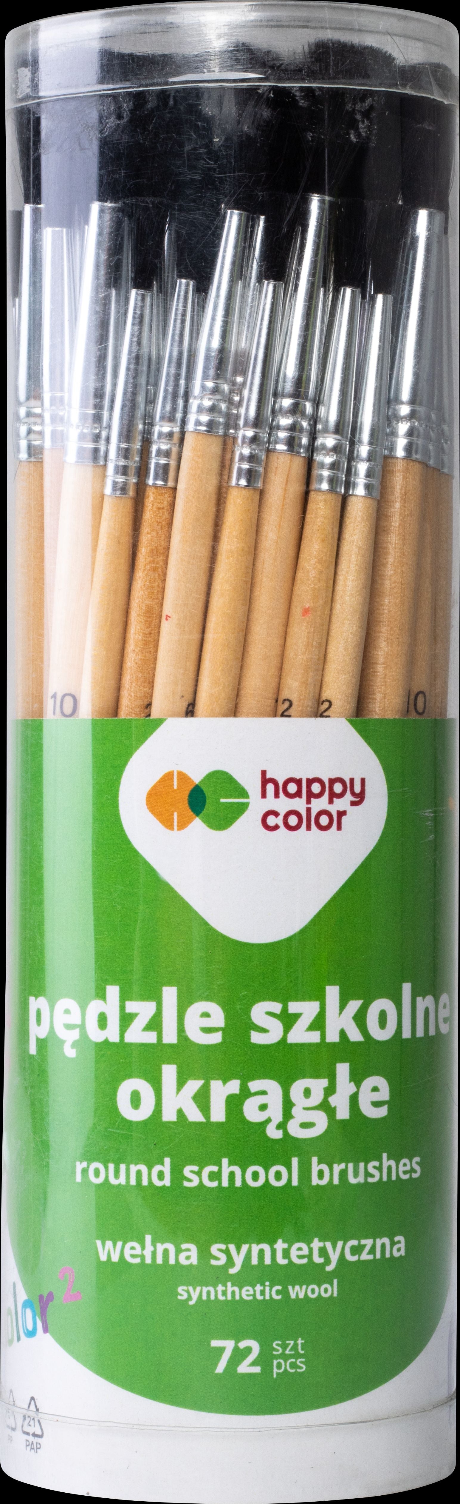 Pędzle okrągłe szkolne syntetyczne okrągłe 2/6/10 Happy Color mix 72szt.