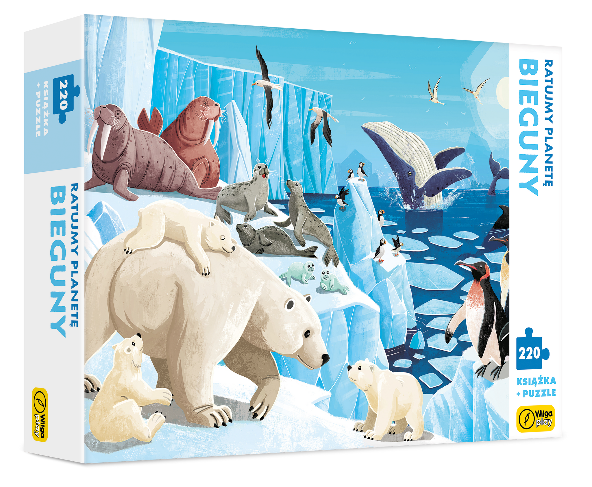 Książka i puzzle Ratujmy planetę bieguny 220 elementów