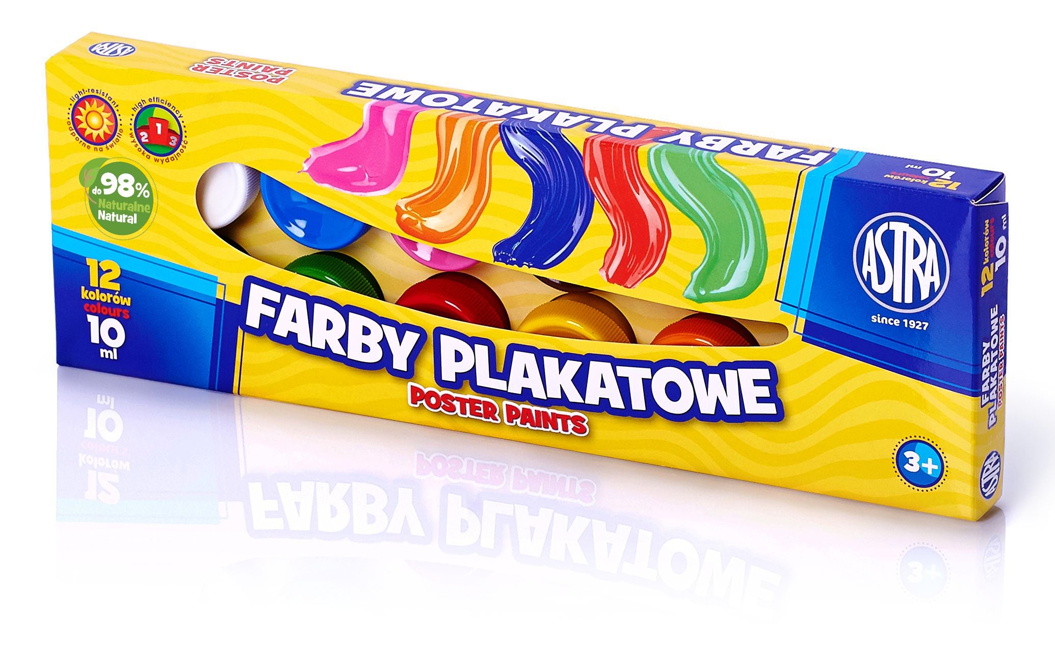 Farby plakatowe Astra 12 kolorów 10 ml