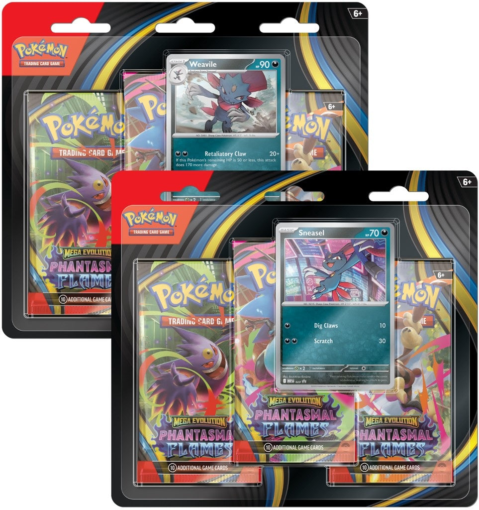 Pokémon TCG Mega Evolution Phantasmal Flames 3-Pack Blister Weavile Sneasel 1szt.mix