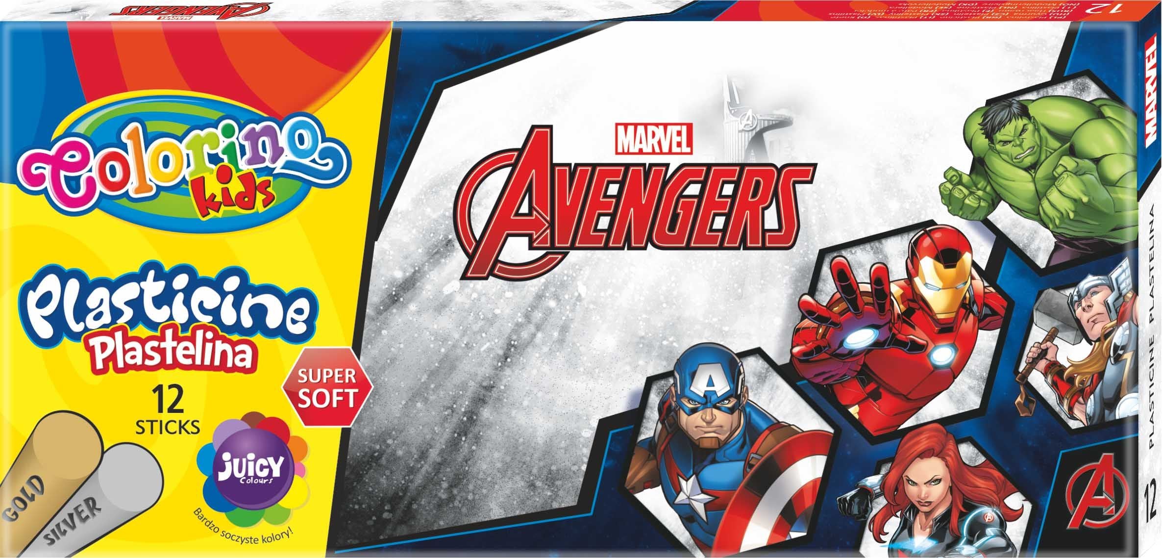 Plastelina Colorino Kids 12 kolorów Avengers
