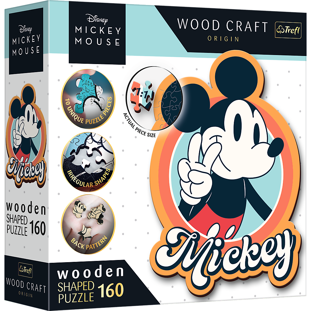 Puzzle 160 drewniane konturowe Retro Myszka Mickey 20191