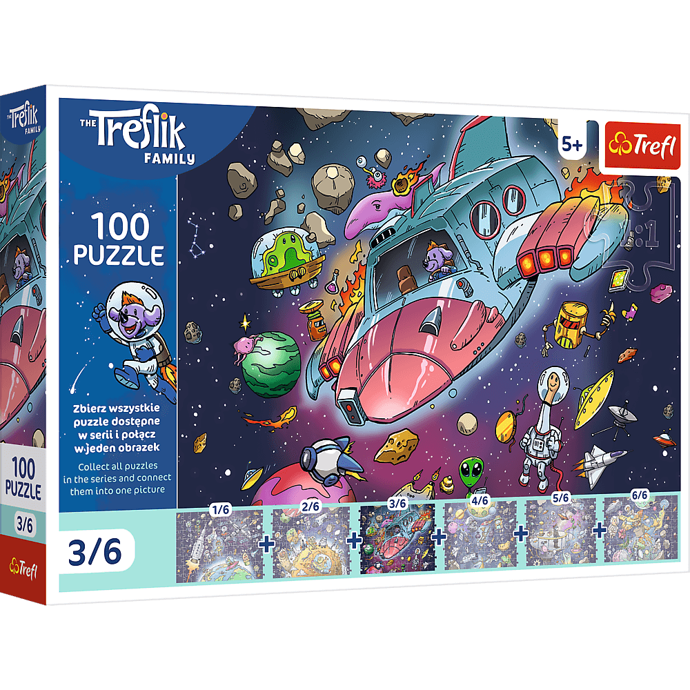 Puzzle 100 Rodzina Treflików Gonduś w rakiecie 16543