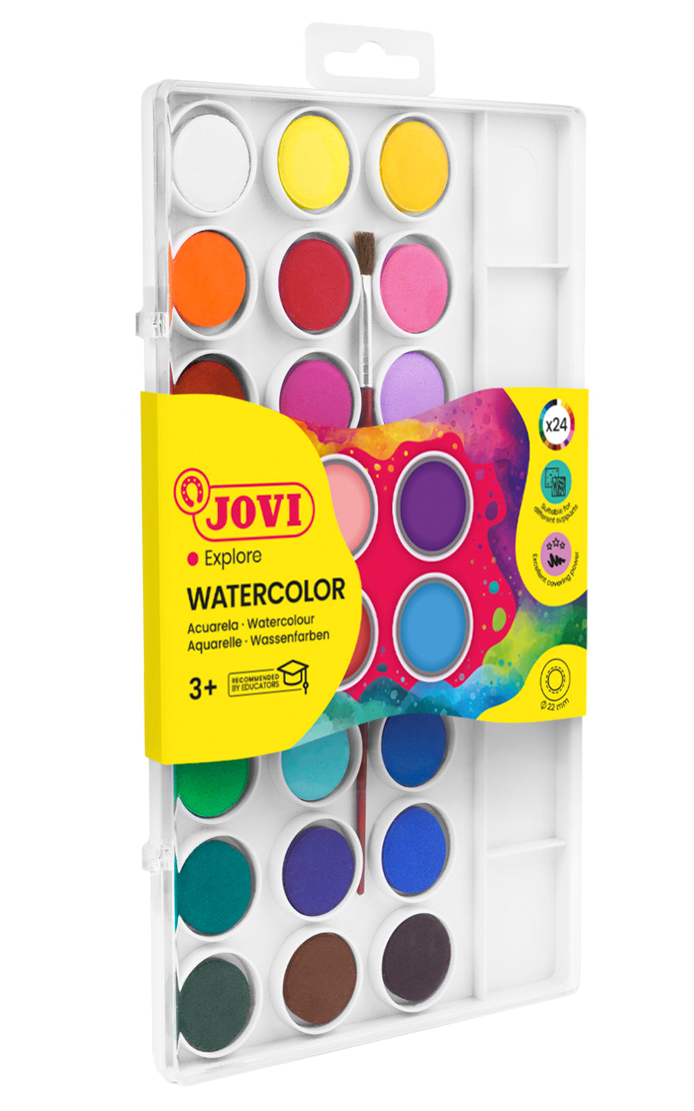 Farby akwarele 24 kolory 22 mm.