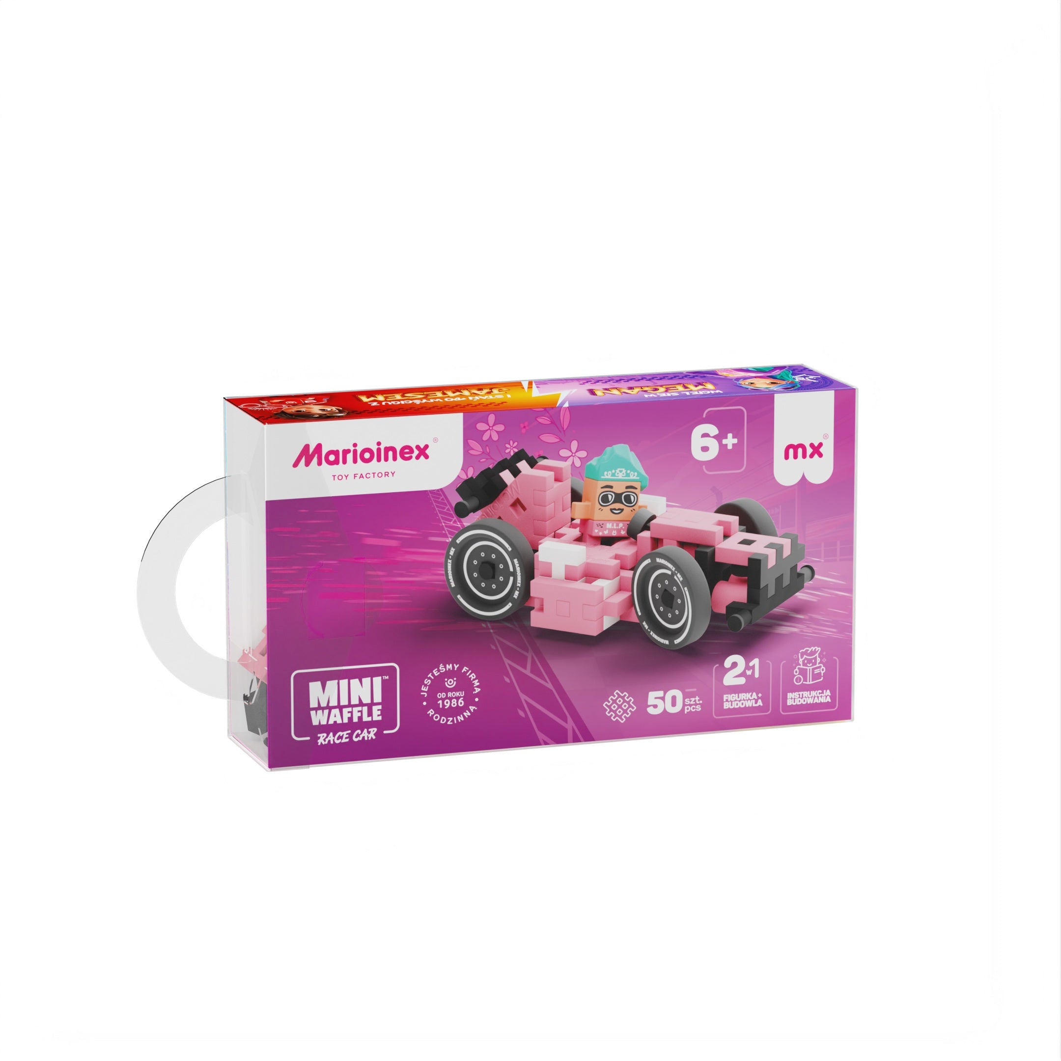 Klocki konstrukcyjne mini Pink Race Car Megan 50 elementów