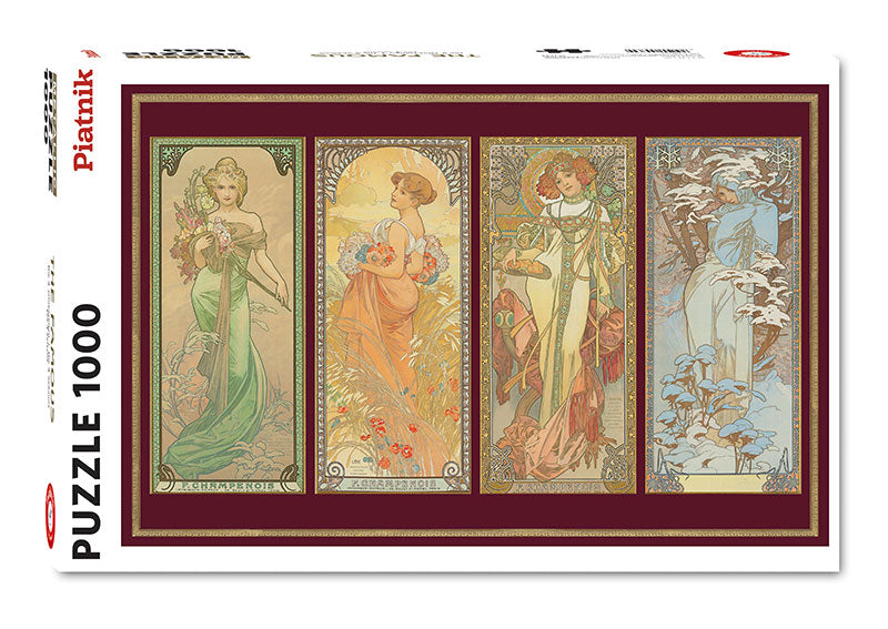 Puzzle 1000 Mucha Cztery pory roku metalizowane