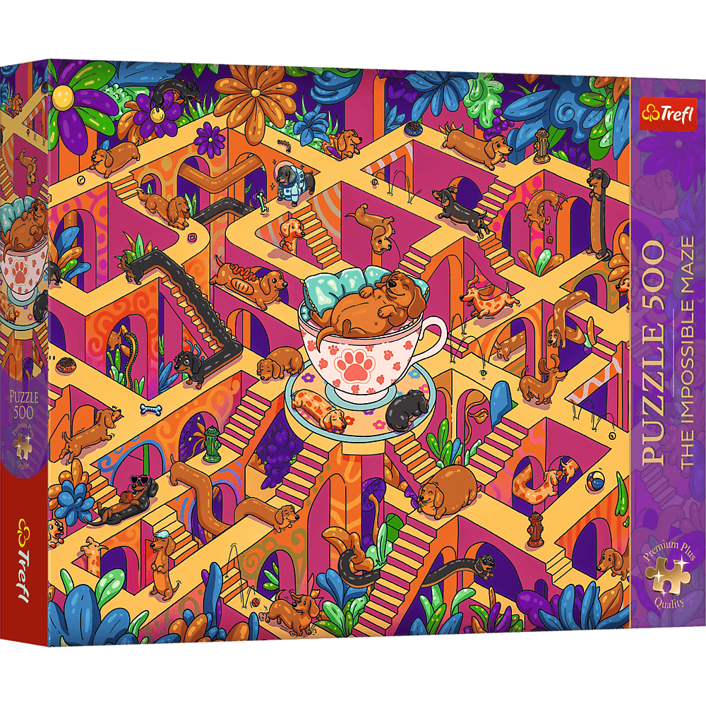 Puzzle 500 Trefl Premium Plus The Impossible Maze Wesołe Jamniki 37630
