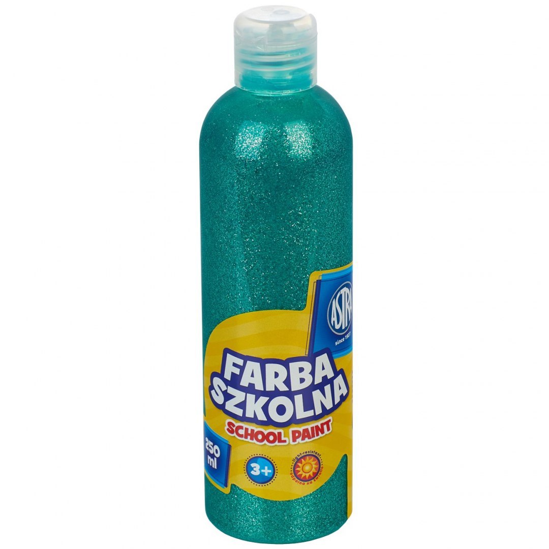 Farba szkolna naturalna tempera Astra 250 ml brokatowa zielona (jadeit)