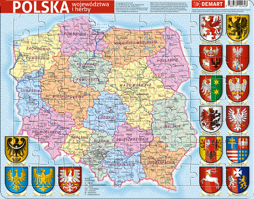 Puzzle 72 ramkowe Polska administracyjna