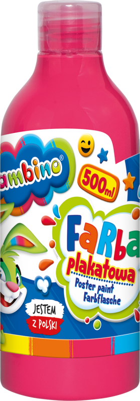 Farba plakatowa 500ml BAMBINO w butelce różowa