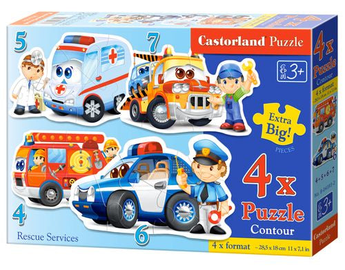 Puzzle 4w1 (4,5,6,7) maxi Pojazdy ratunkowe B-04393