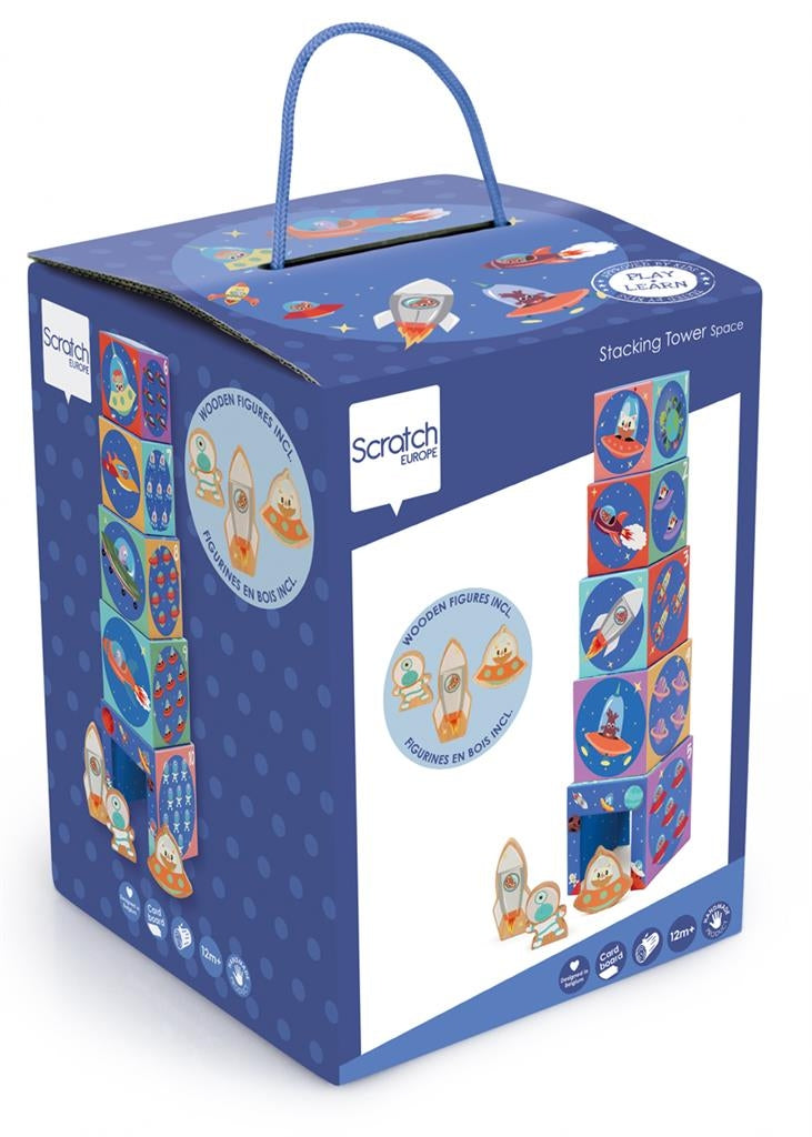Piramida edukacyjna i drewniane figurki Kosmos Scratch