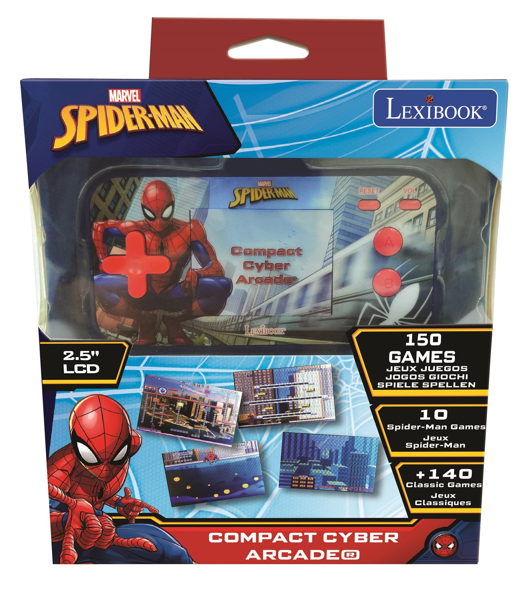 Konsola podręczna Compact Cyber Arcade® Spider-Man ekran 2,5'' 150 gier w tym 10 z Spider-Manem JL2367SP