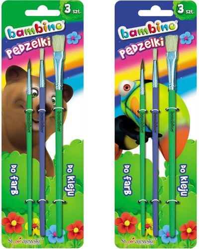 Pędzelki do farb i kleju Bambino 3 sztuki