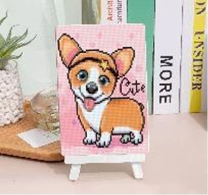 Diamentowa mozaika piesek cute w opasce +sztaluga NO-1007266