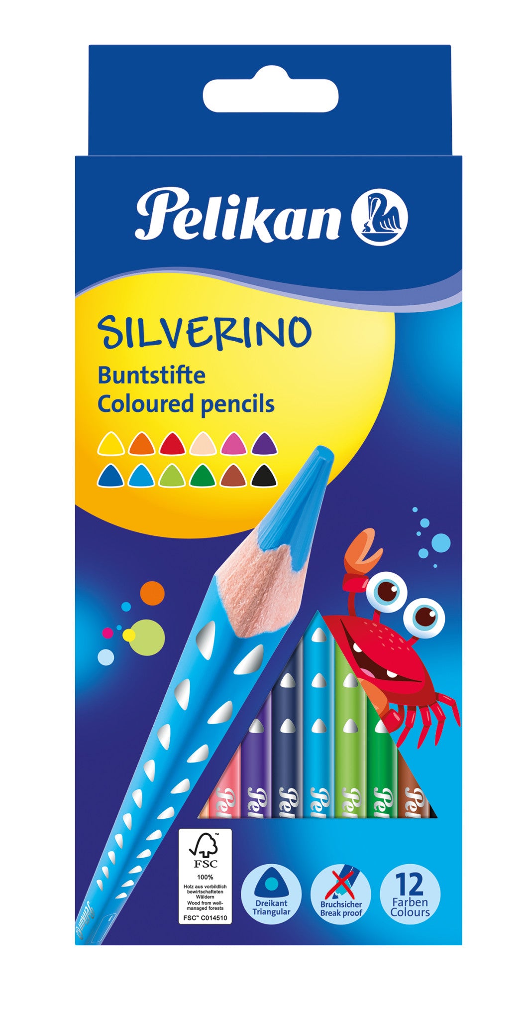 Kredki ołówkowe trójkątne silverino 12 kolorów Pelikan