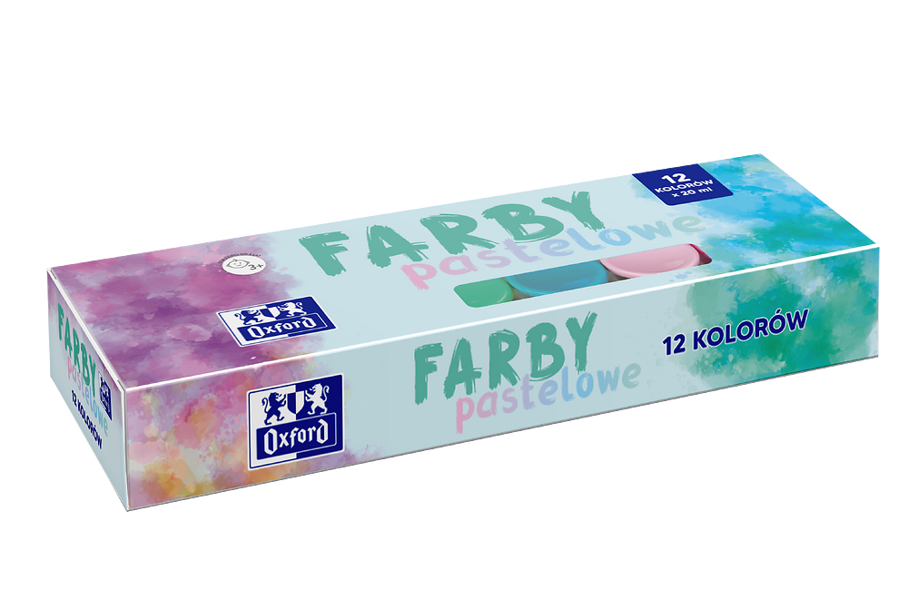 Farby plakatowe pastelowe Oxford 12 kolorów 20ml