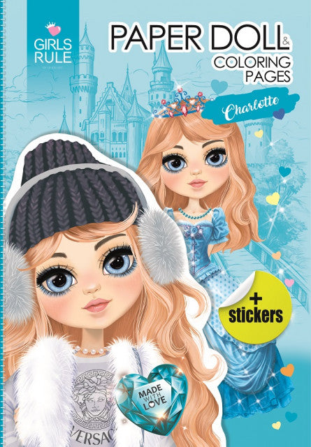 Papierowa lalka do wycinania z naklejkami Charlotte