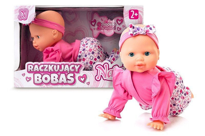 Lalka Natalia bobas raczkujący różowy 32 cm