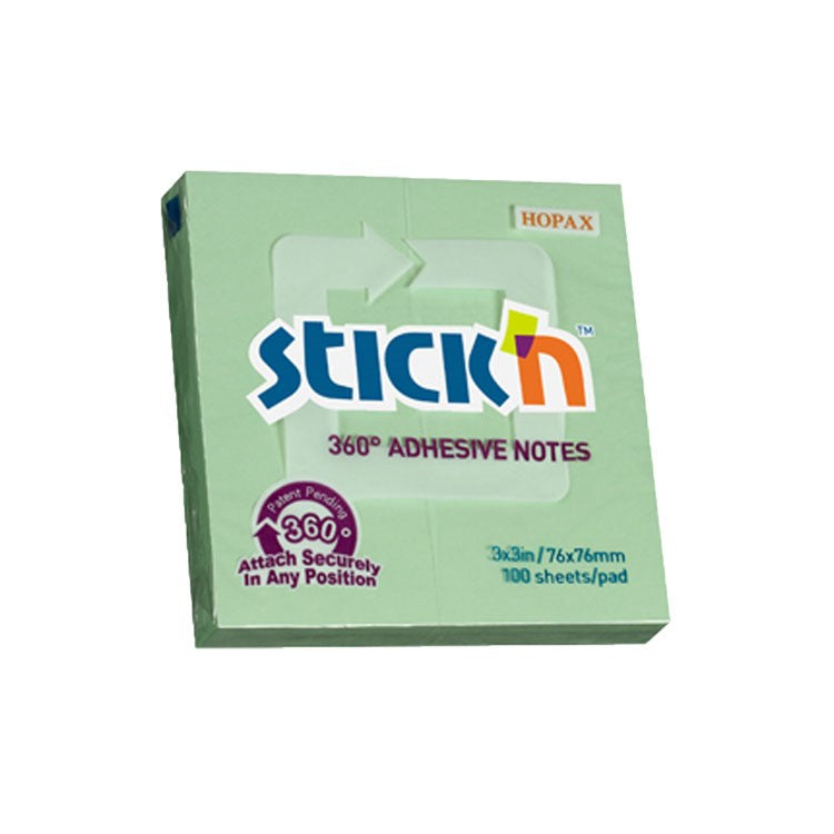 Notes samoprzylepne 76x76mm 360 stopni zielony 100kartek