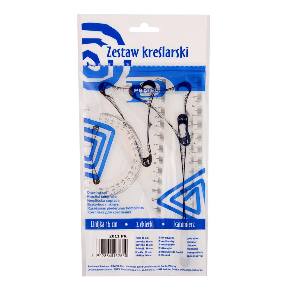 Zestaw kreślarski Pratel z nadrukiem Helio z linijką 16 cm