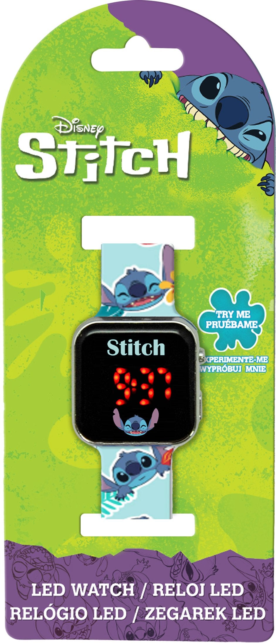 Zegarek LED z kalendarzem Stitch LAS4039