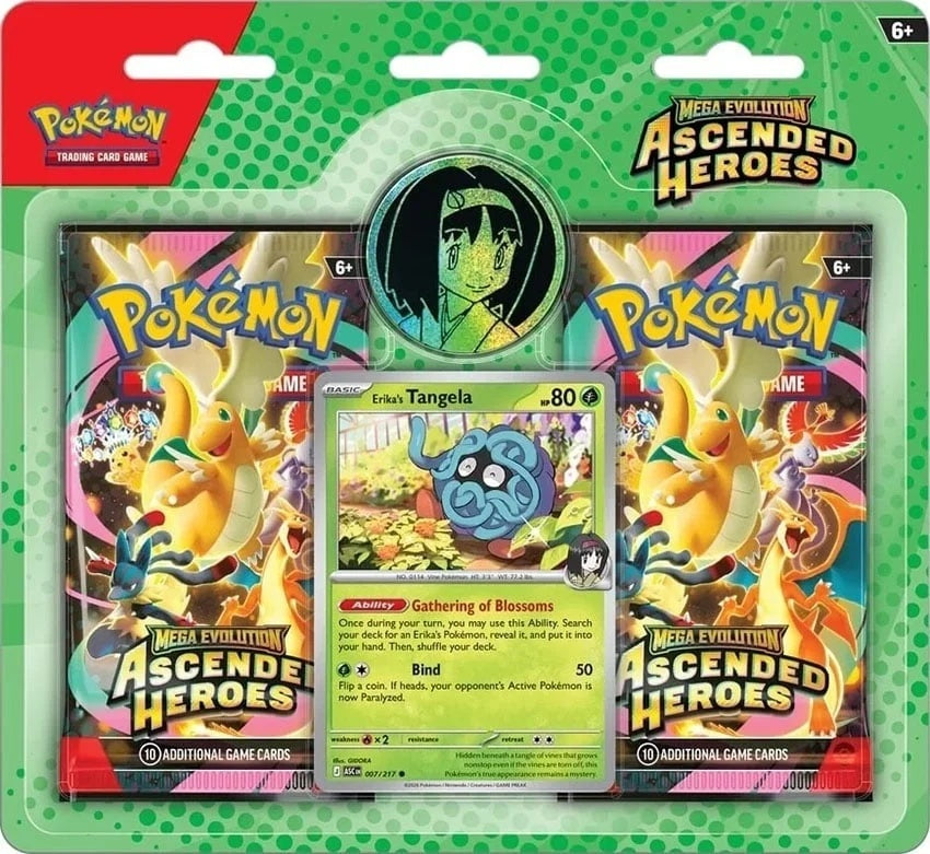 Pokemon TCG Mega Evolution Ascended Heroes Trainer's 2-pack Blister Erika's Tangela