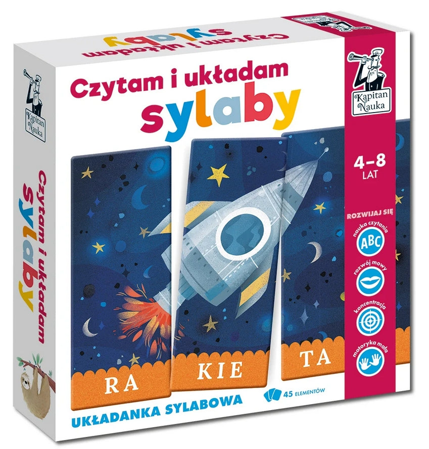 Czytam i układam sylaby układanka sylabowa zestaw rakieta Kapitan Nauka