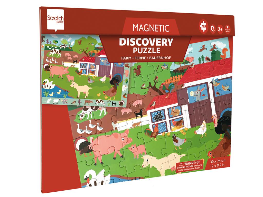 Puzzle magnetyczne i gra obserwacyjna 2w1 Farma 48 elementów Scratch