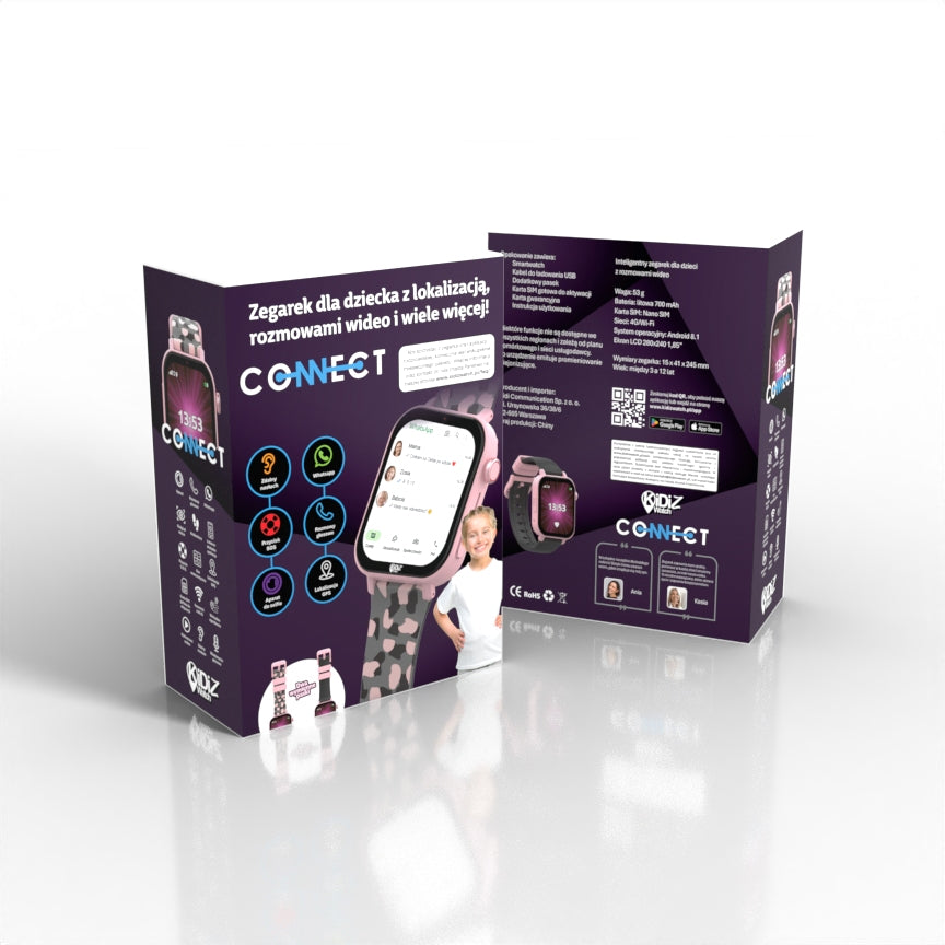 Smartwatch dla dziecka KiDiZ Connect różowy