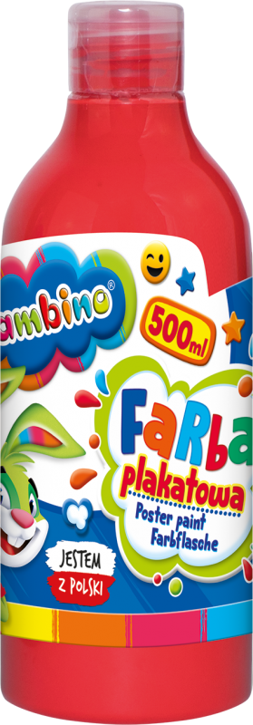 Farba plakatowa 500ml BAMBINO w butelce czerwona