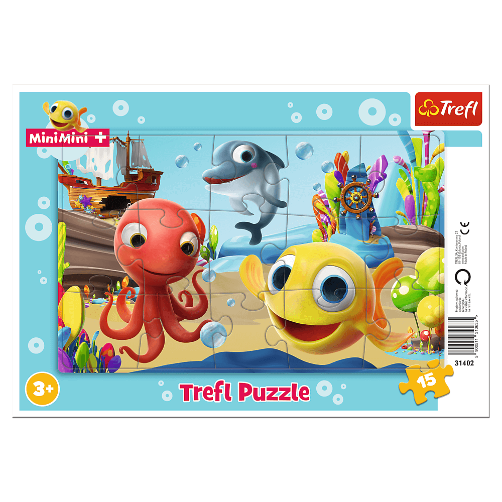 Puzzle 15 ramkowe Zabawy Rybki MiniMini 31402