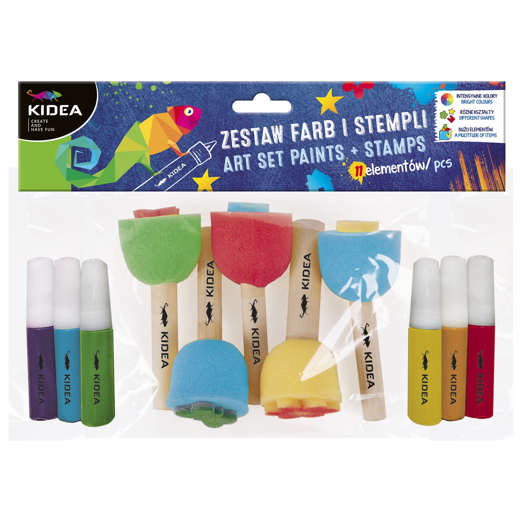 Zestaw farb i stempli A Kidea 11 elementów