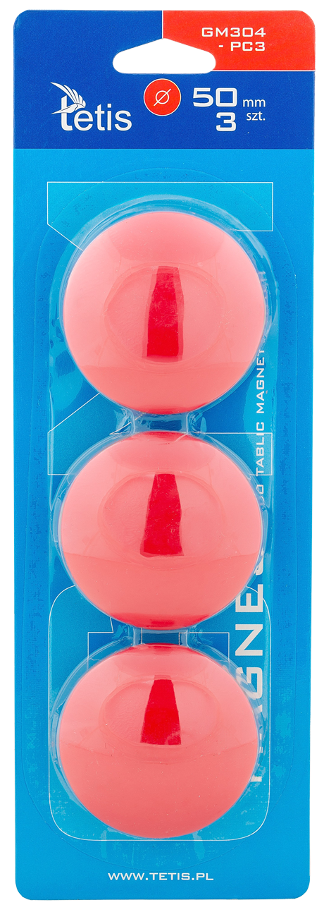 Magnesy do tablic Tetis czerwone gładkie 50mm/3