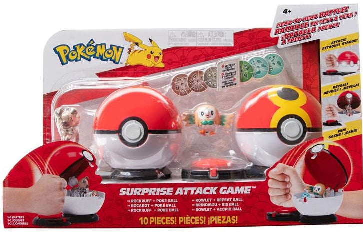 Pokemon Surprise Attack Game Rowlet vs. Rockruff
