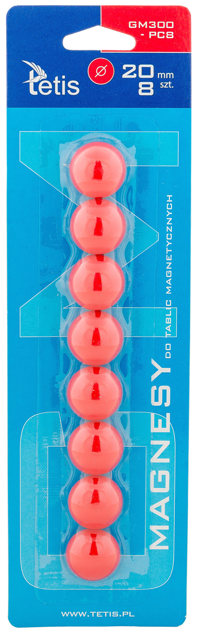 Magnesy do tablic Tetis czerwone gładkie 20mm/8