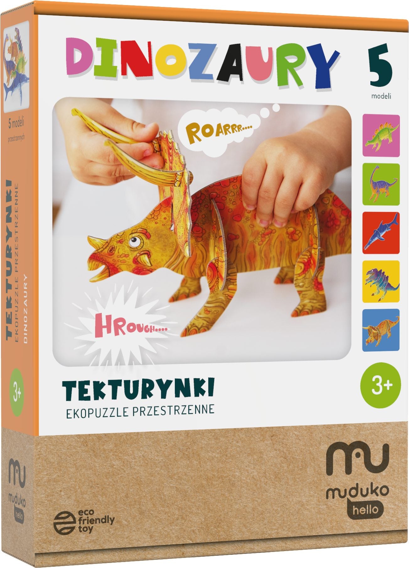 Ekopuzzle przestrzenne tekturynki Dinozaury 5 modeli