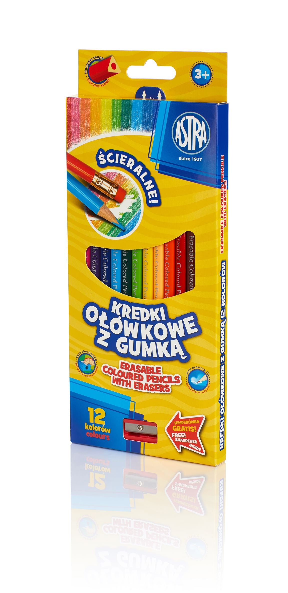 Kredki ołówkowe z gumką Astra 12 kolorów