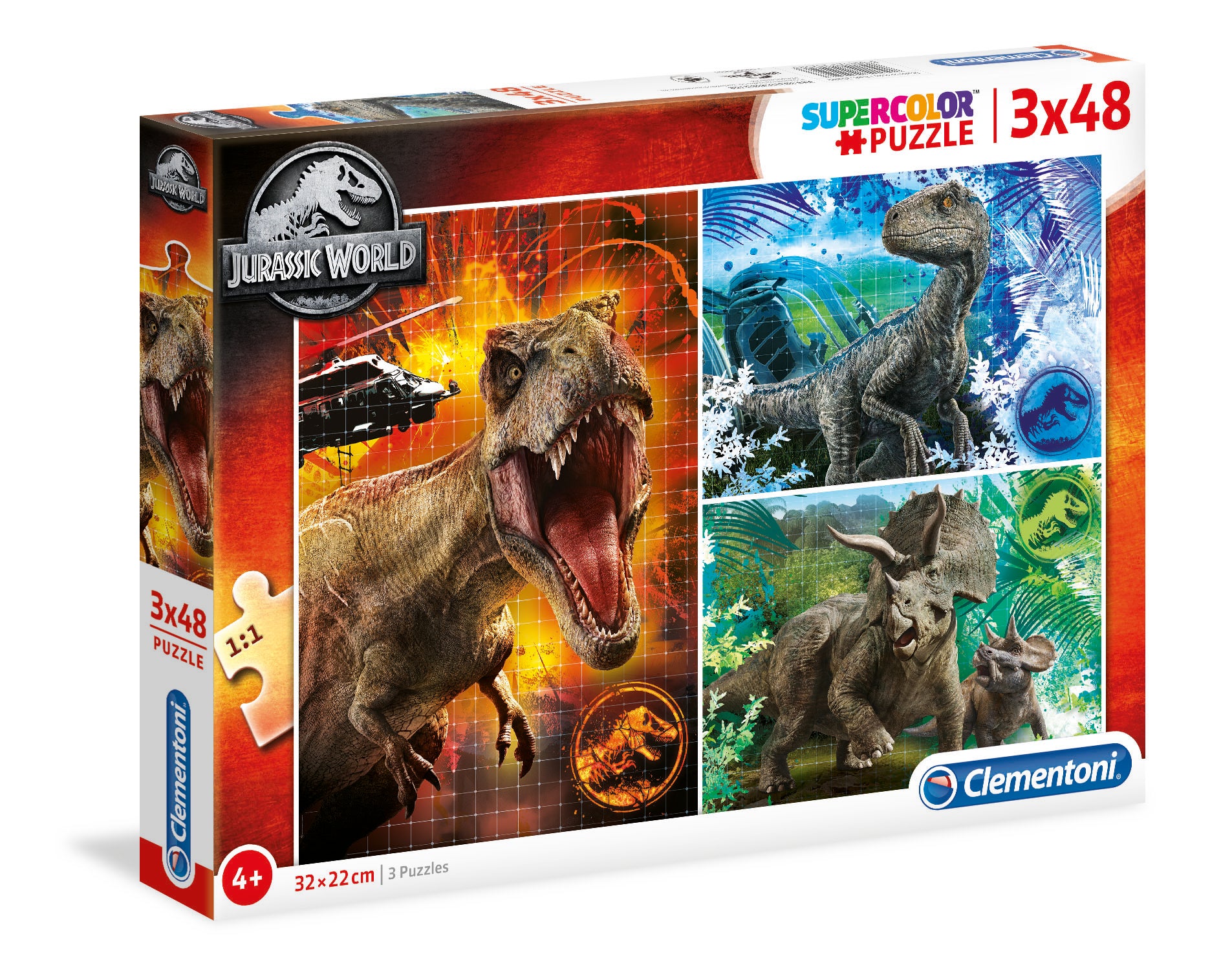 Puzzle 3w1 super kolor Jurassic world 25250