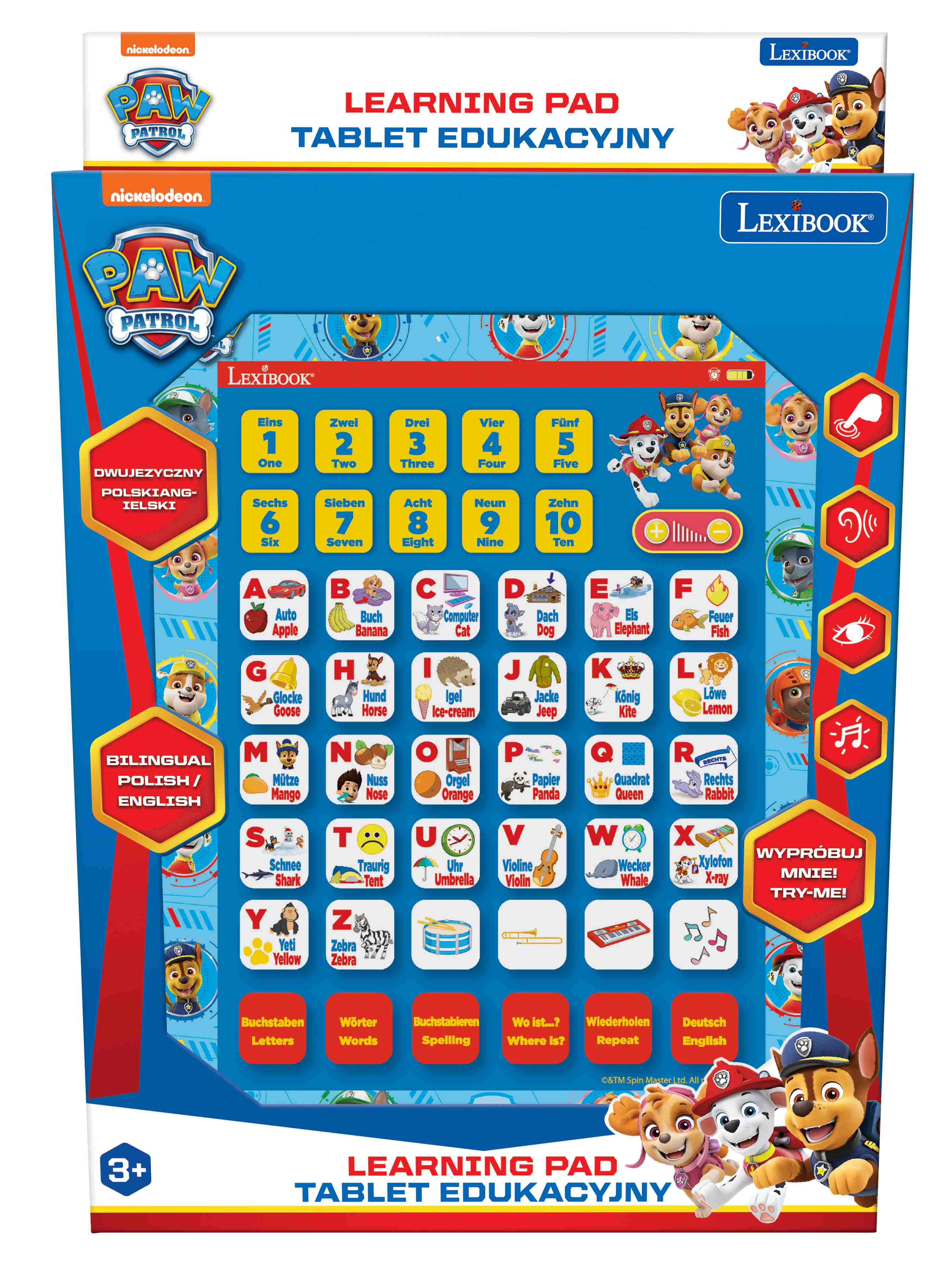 Dwujęzyczny tablet edukacyjny Psi Patrol JCPAD002PAi17