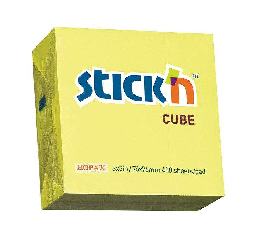 Notes samoprzylepny 76x76mm kostka żółty neon Maped 400 kartek