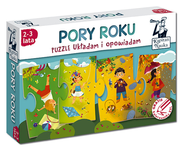 Puzzle 10 pory roku układam i opowiadam + kolorowanka XXL Kapitan Nauka