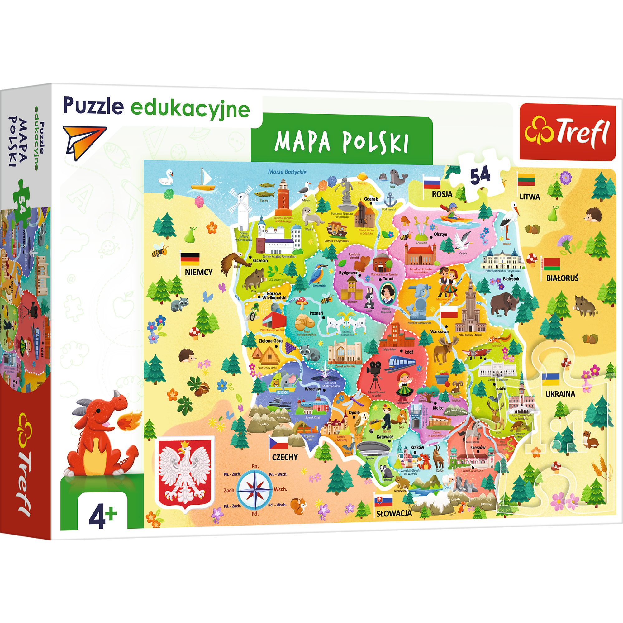 Puzzle 54 Edukacyjne mapa Polski nowa pl 15556